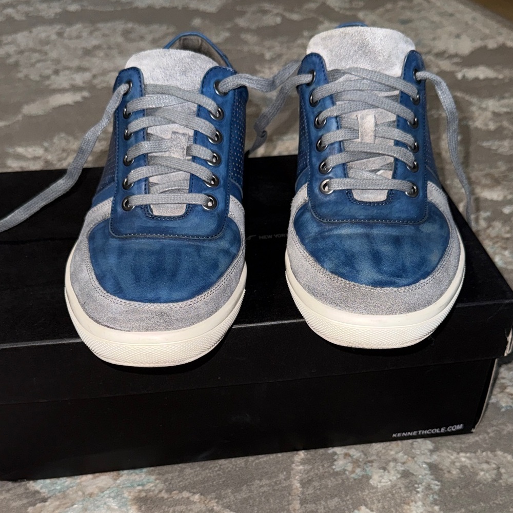 Kenneth Cole Men's Blue Leather & Gray Suede Shoes - Picture 8 of 10